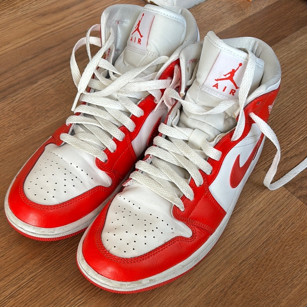 Nike Red and White High-Top Sneakers